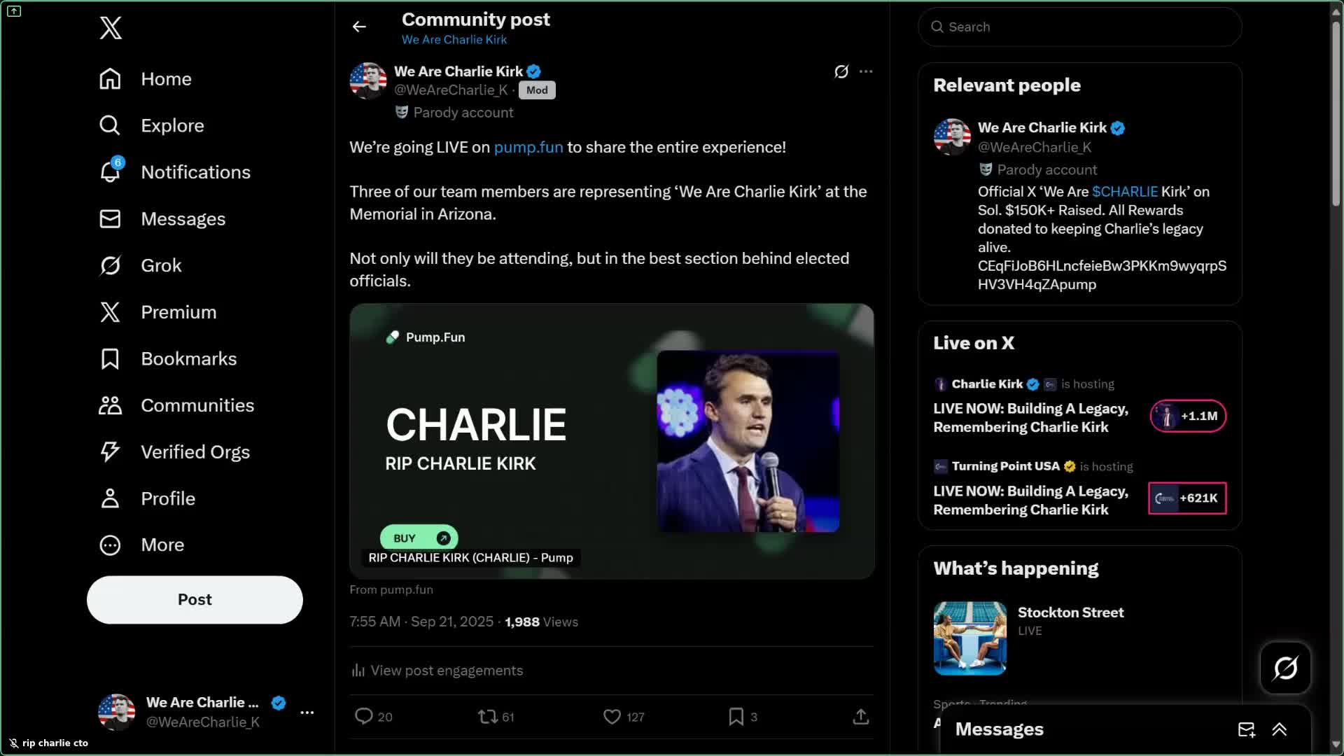 RIP CHARLIE KIRK (CHARLIE) - Pump