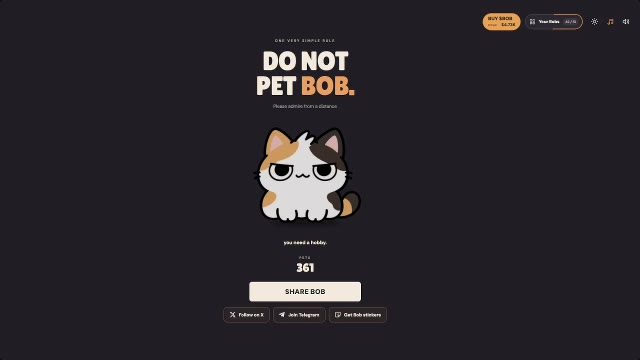 DON'T PET BOB - He need PRIVACY